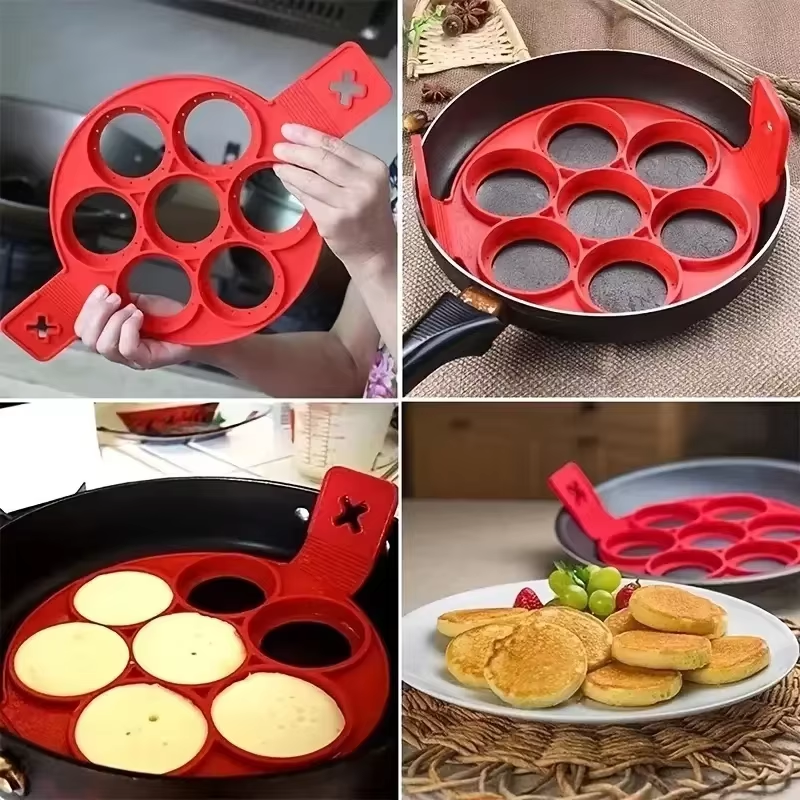 Crepe Pan Nonstick - Silicone Non Stick Pot 7-Hole Baking