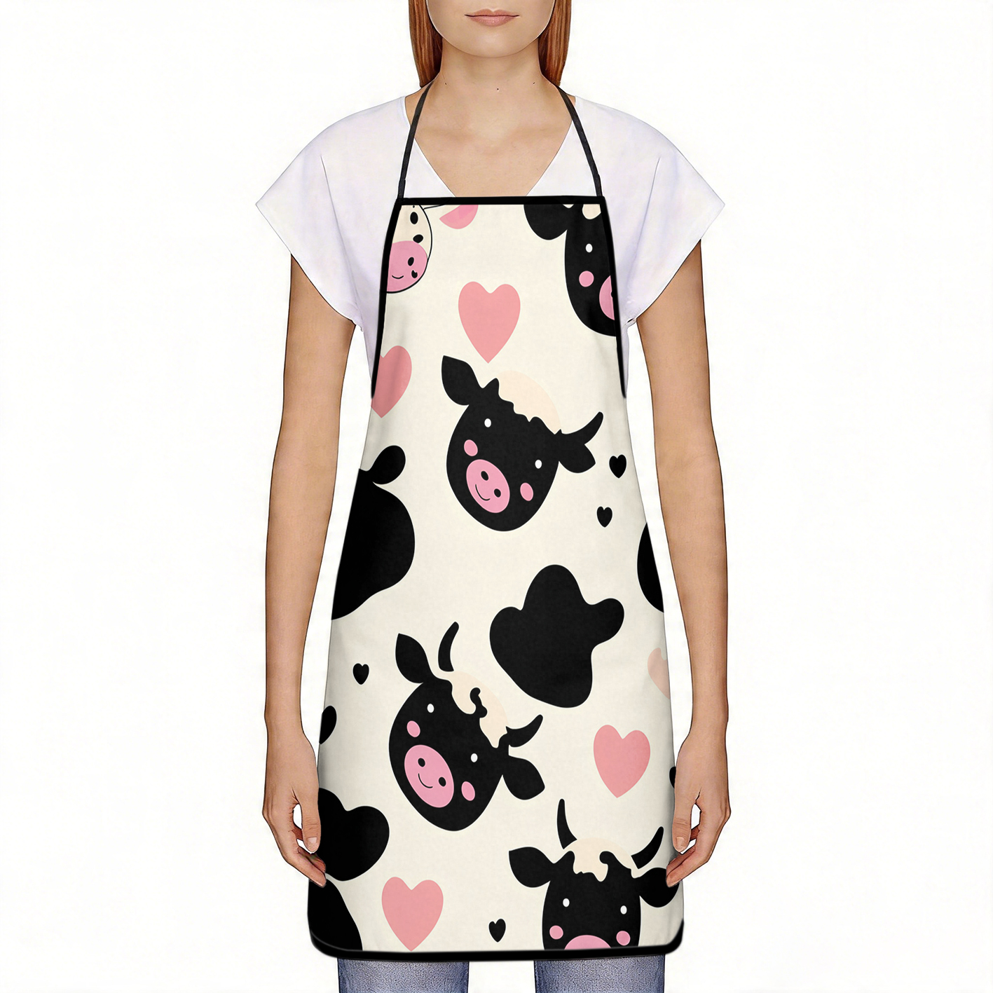 Cow Print MOM Letter Apron, St - Mom'S Home Cooking のレビューと価格