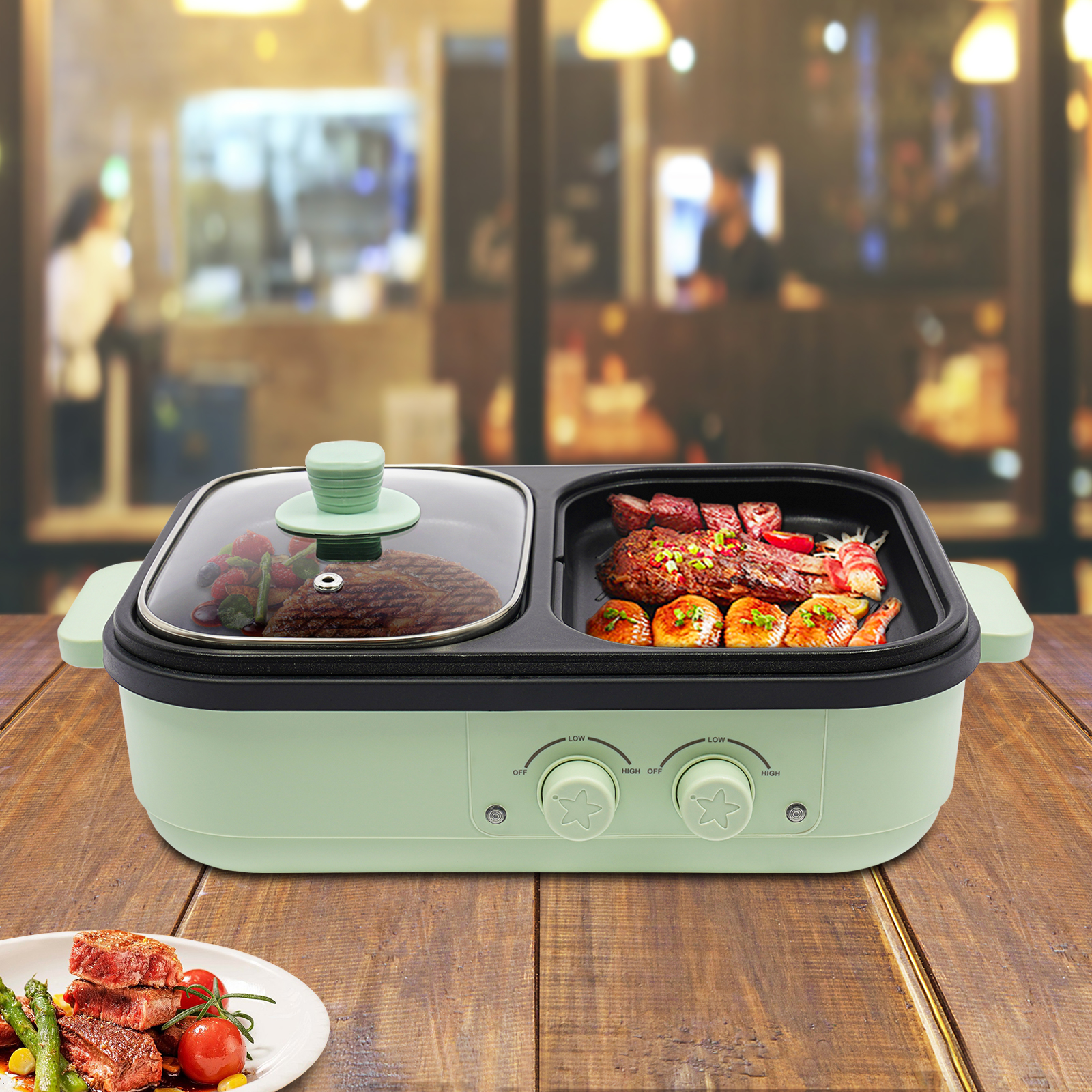 Green Black 2 In 1 Electric Co - Crepe Pan Nonstick のレビューと価格