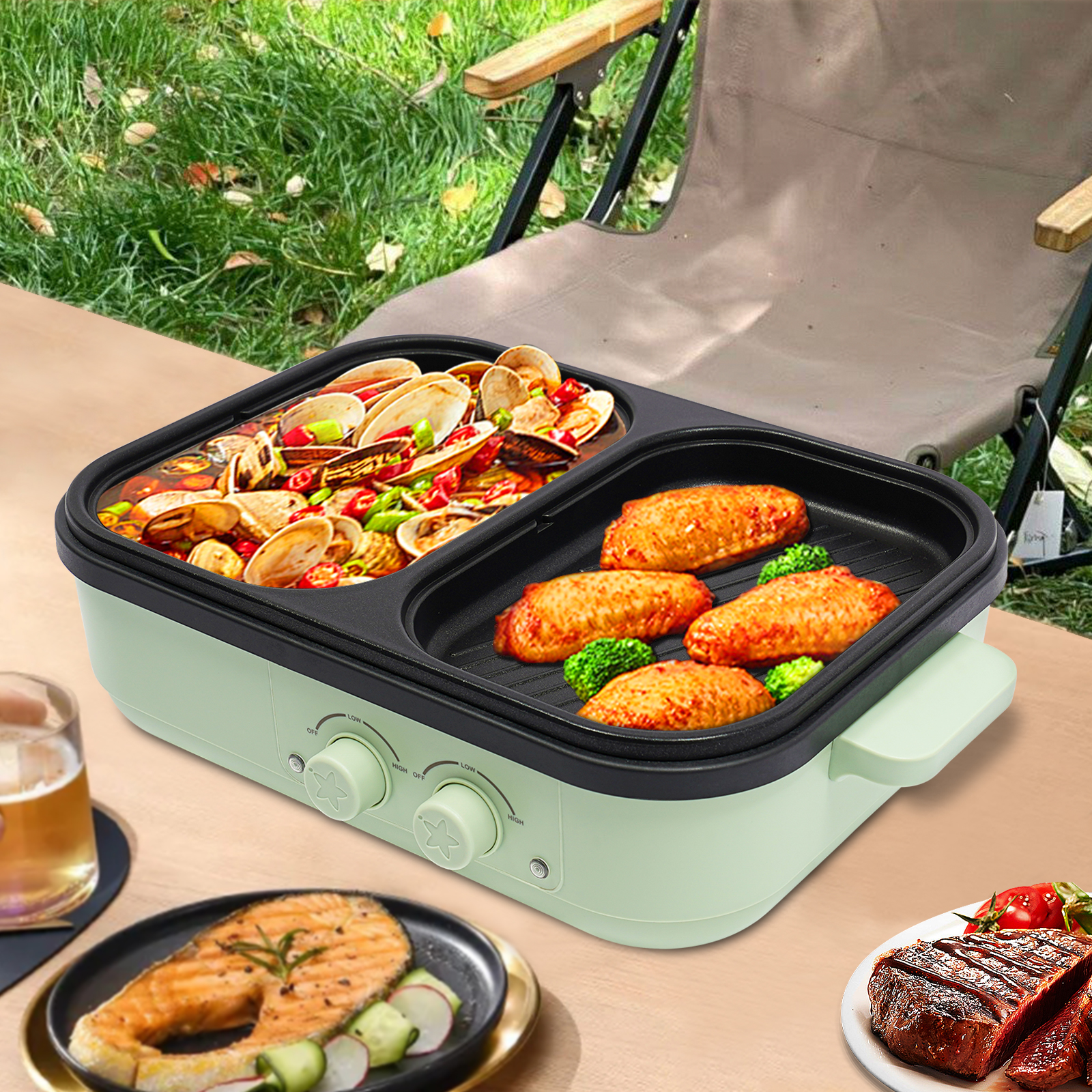 Green Black 2 In 1 Electric Co - Crepe Pan Nonstick のレビューと価格